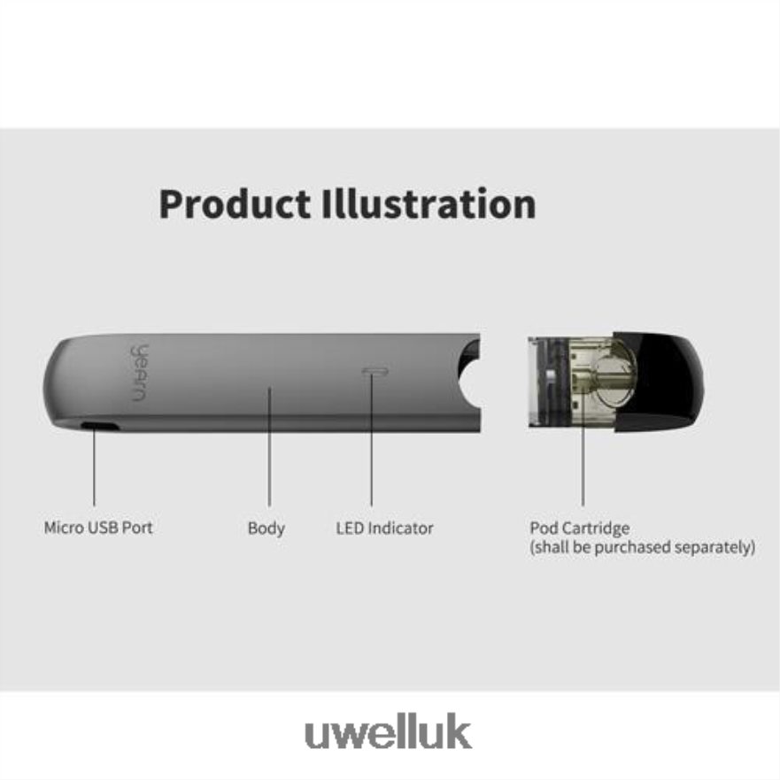 UWELL YEARN POD DEVICE (PODS NOT INCLUDED) Black 4P2XFT254 - UWELL Vape Mod